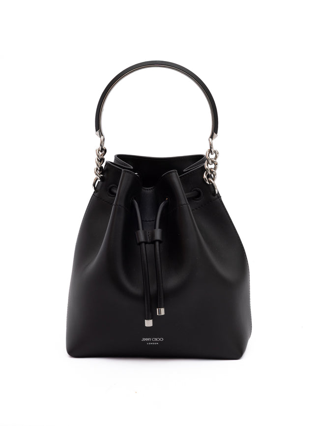 Jimmy Choo Μαύρη Δερμάτινη Τσάντα-Πουγκί Bon Bon