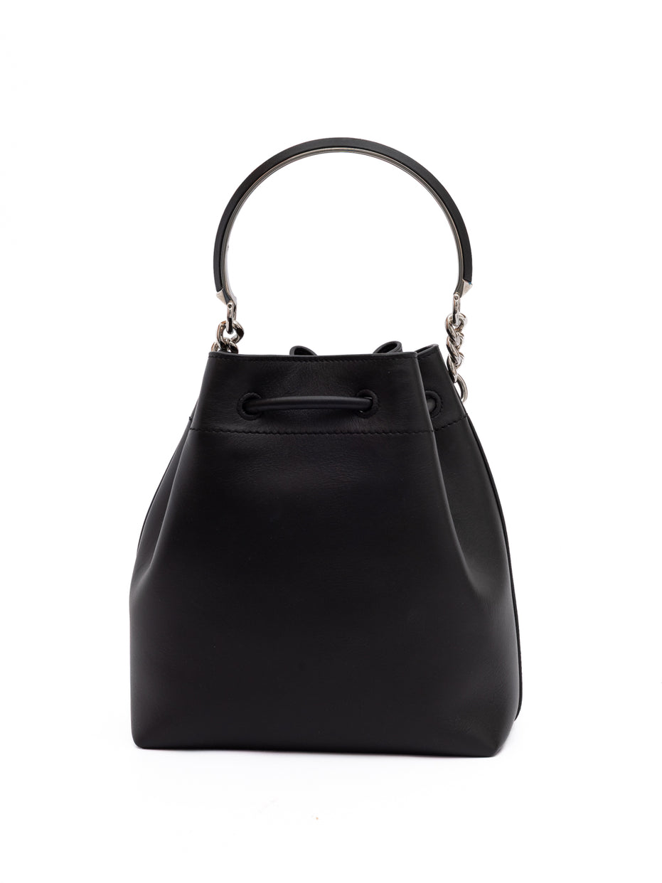 Jimmy Choo Μαύρη Δερμάτινη Τσάντα-Πουγκί Bon Bon