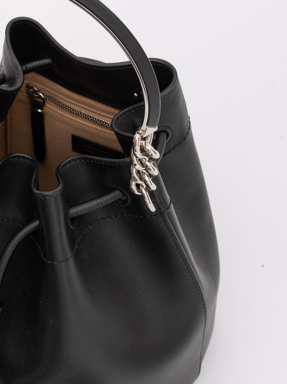 Jimmy Choo Μαύρη Δερμάτινη Τσάντα-Πουγκί Bon Bon