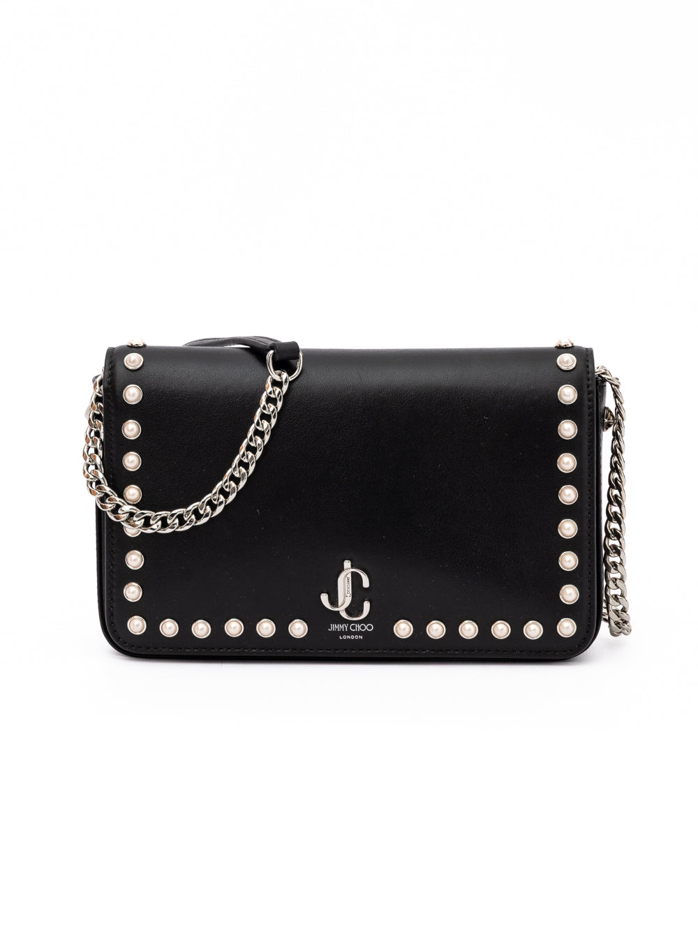 Jimmy Choo Μαύρη Δερμάτινη Τσάντα Χιαστί