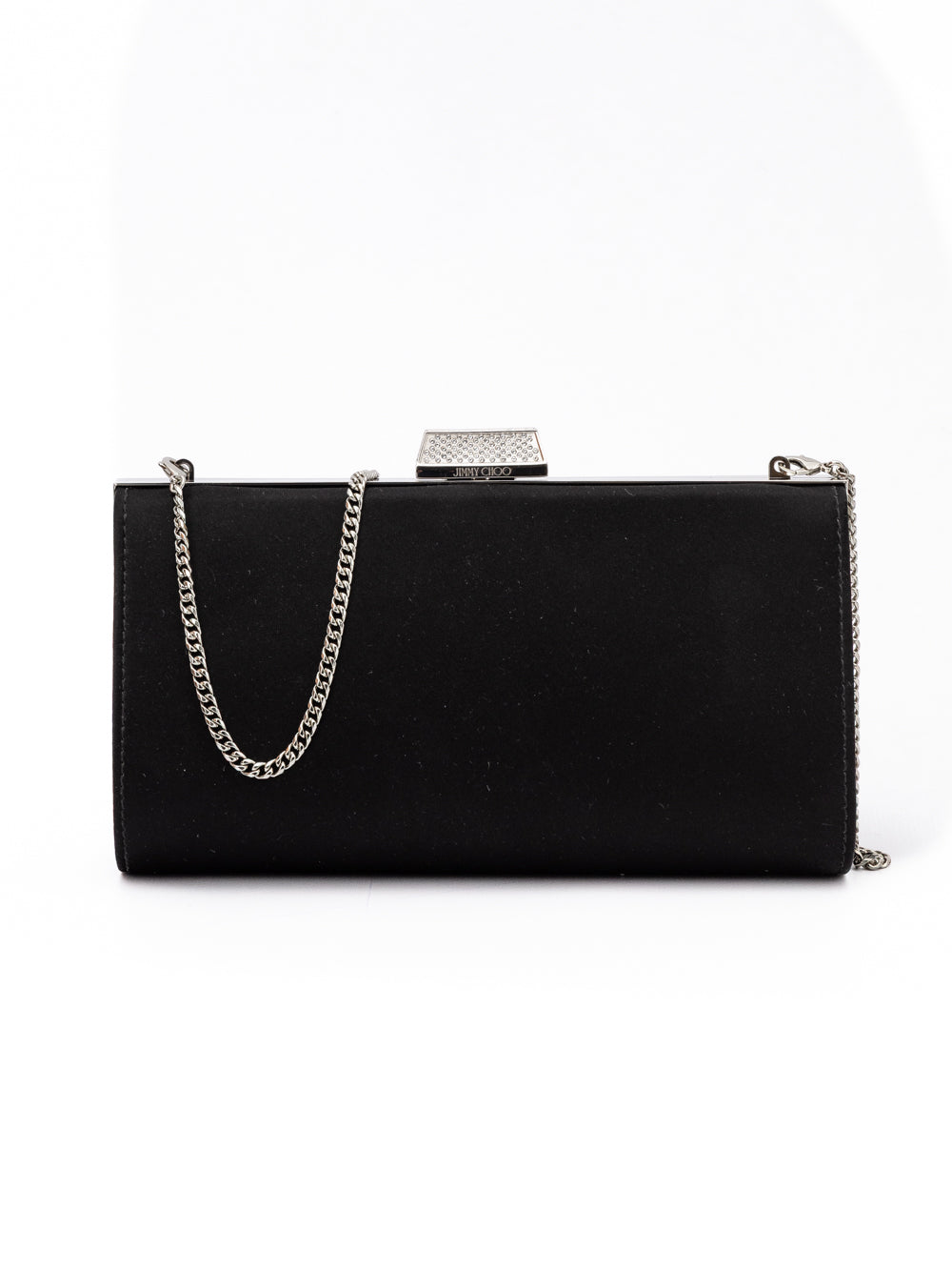 Jimmy Choo Μαύρη Σατέν Τσάντα Χιαστί