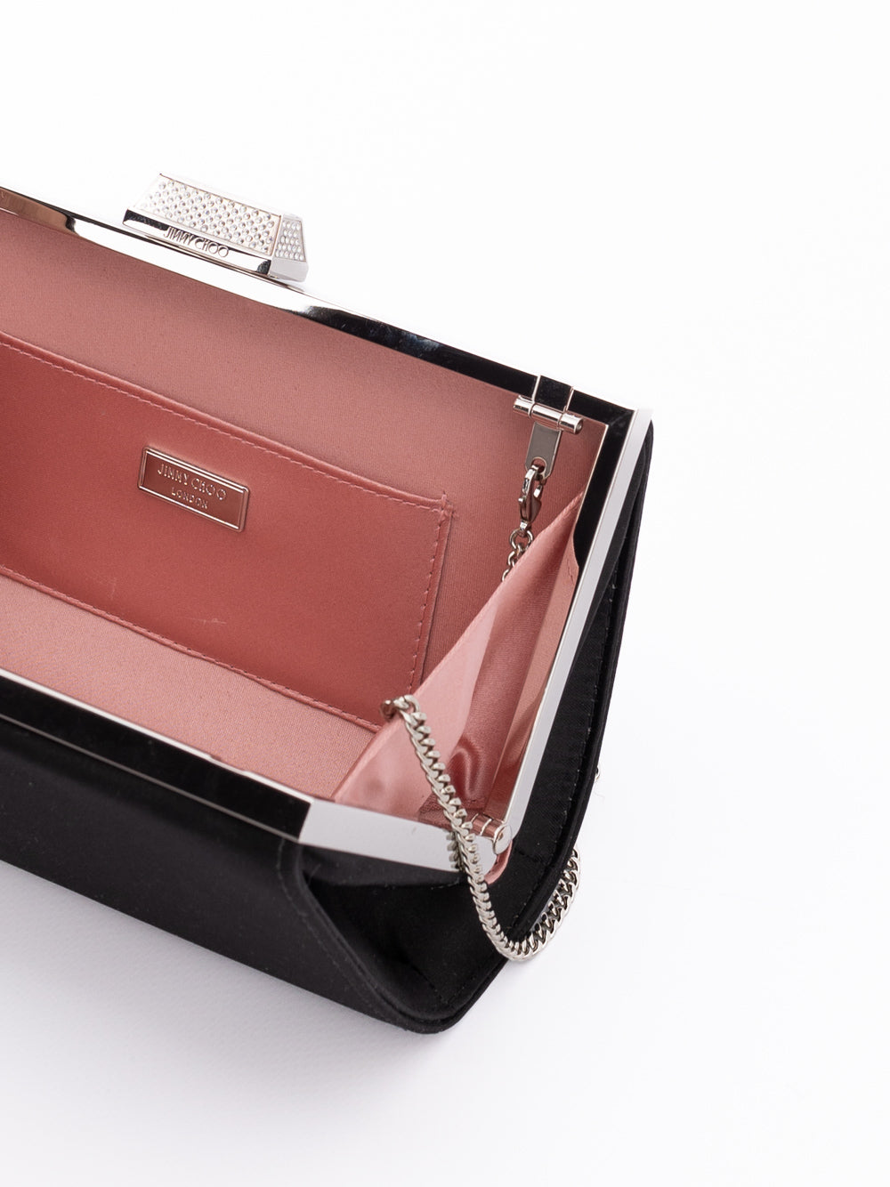 Jimmy Choo Μαύρη Σατέν Τσάντα Χιαστί