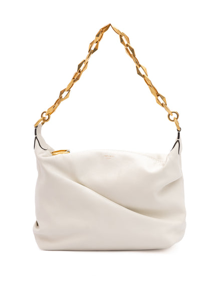 Τσάντα Ώμου Jimmy Choo White Diamond Hobo από Δέρμα