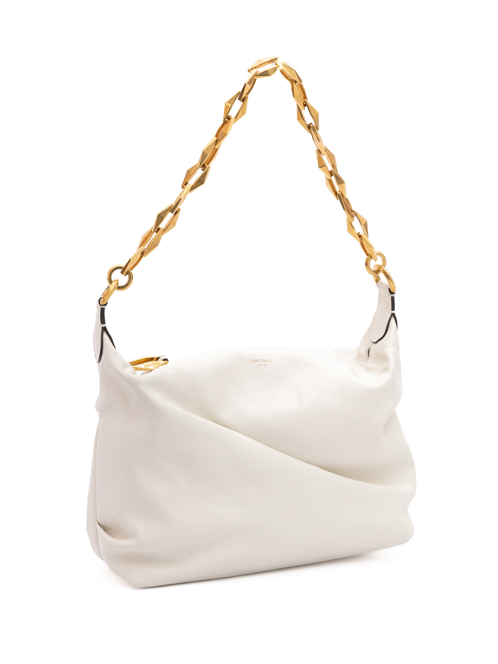 Τσάντα Ώμου Jimmy Choo White Diamond Hobo από Δέρμα