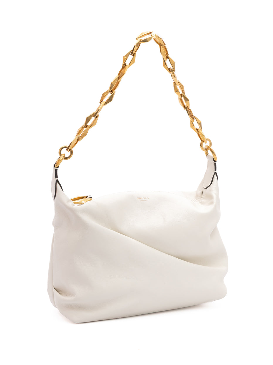 Τσάντα Ώμου Jimmy Choo White Diamond Hobo από Δέρμα