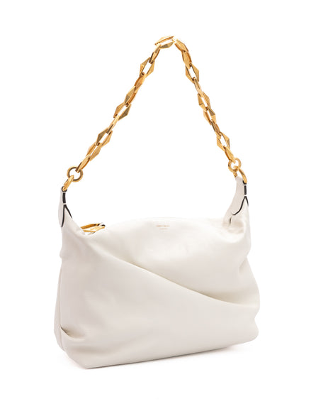 Τσάντα Ώμου Jimmy Choo White Diamond Hobo από Δέρμα