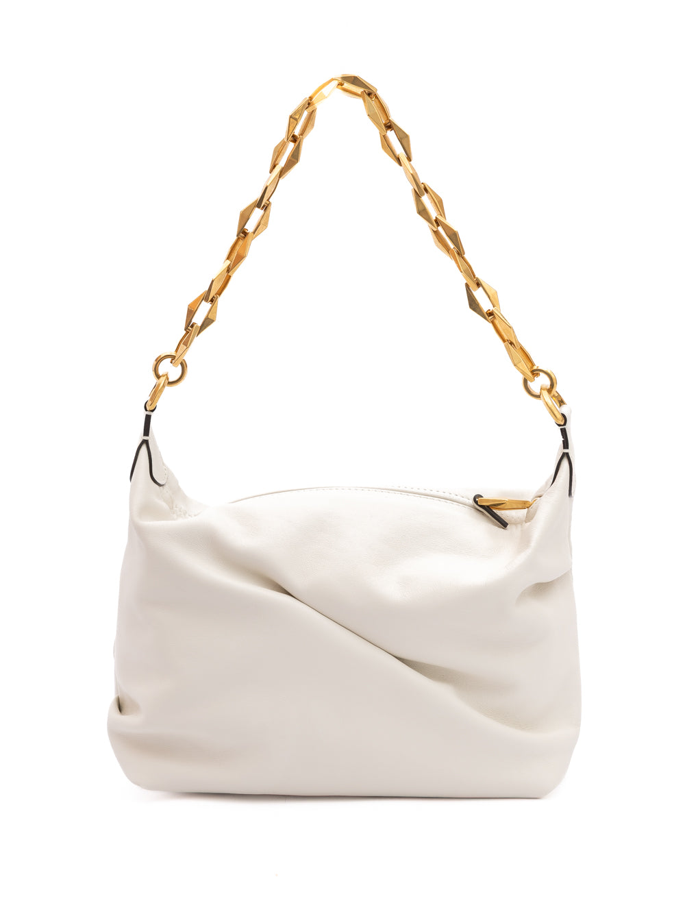 Τσάντα Ώμου Jimmy Choo White Diamond Hobo από Δέρμα