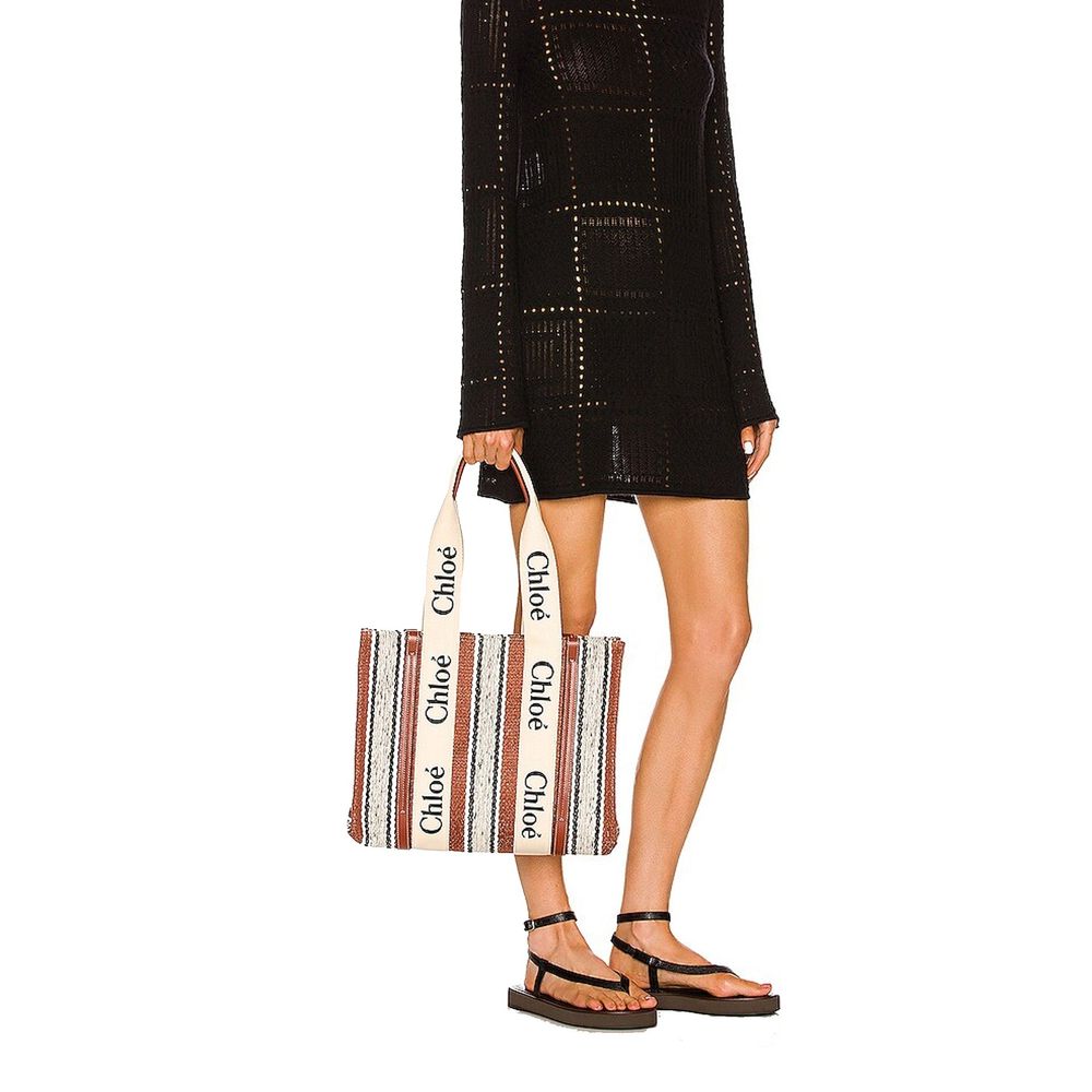 Λινή τσάντα Tote Chloé Brown