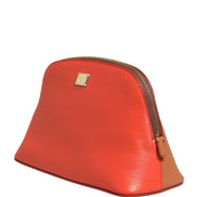 Dolce & Gabbana Orange Beige Leather DG Logo Zip Around Hand Purse Wallet