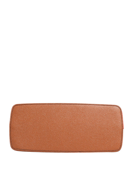 Dolce & Gabbana Orange Beige Leather DG Logo Zip Around Hand Purse Wallet