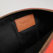 Dolce & Gabbana Orange Beige Leather DG Logo Zip Around Hand Purse Wallet