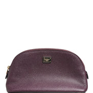 Dolce & Gabbana Dark Purple Leather DG Logo Zip Around Hand Purse Wallet