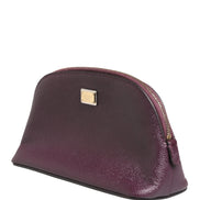 Dolce & Gabbana Dark Purple Leather DG Logo Zip Around Hand Purse Wallet