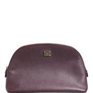 Dolce & Gabbana Dark Purple Leather DG Logo Zip Around Hand Purse Wallet