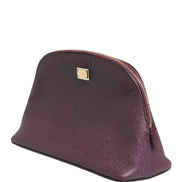 Dolce & Gabbana Dark Purple Leather DG Logo Zip Around Hand Purse Wallet
