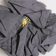 Dolce & Gabbana Gray Floral Motif Silk Blend Poplin Fabric Bar Pin  Brooch