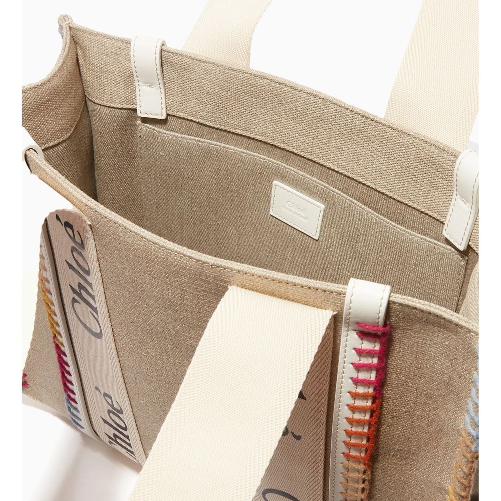 Chloé Beige Linen Tote Bag