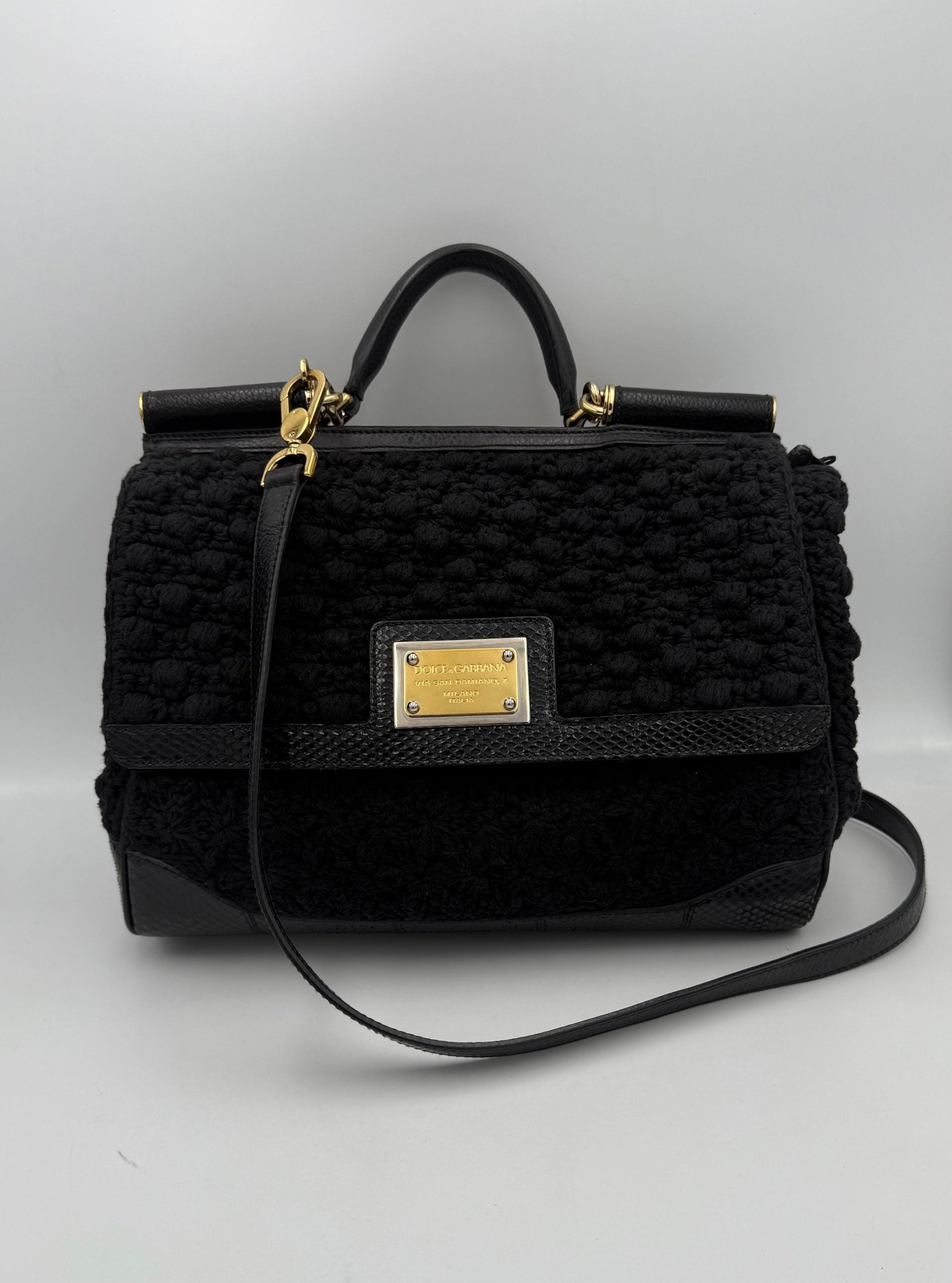 Τσάντα χειρός Dolce & Gabbana DOLCE & GABBANA Sicily από φίδι και μακραμέ