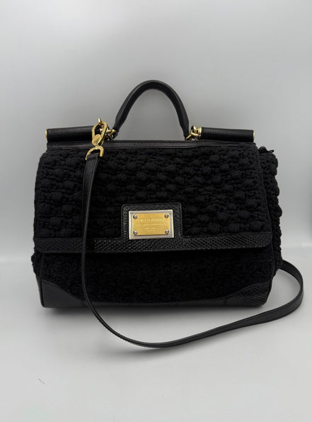Τσάντα χειρός Dolce & Gabbana DOLCE & GABBANA Sicily από φίδι και μακραμέ