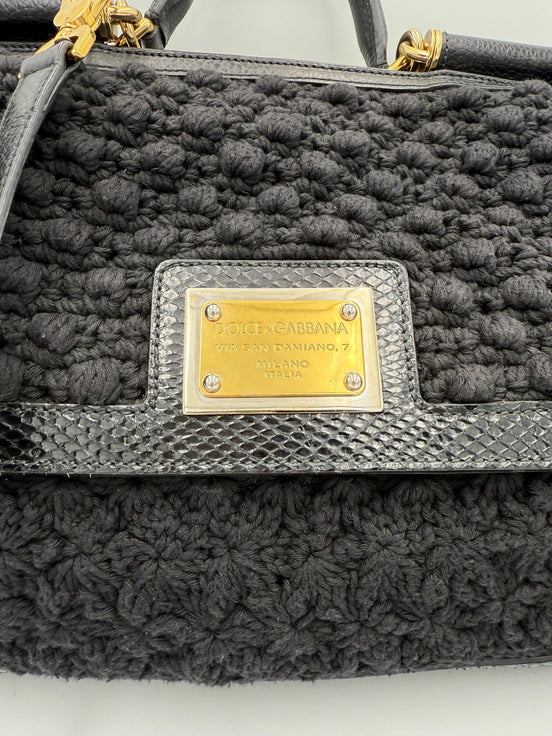 Dolce & Gabbana DOLCE & GABBANA Sicily Python and Macramé Handbag