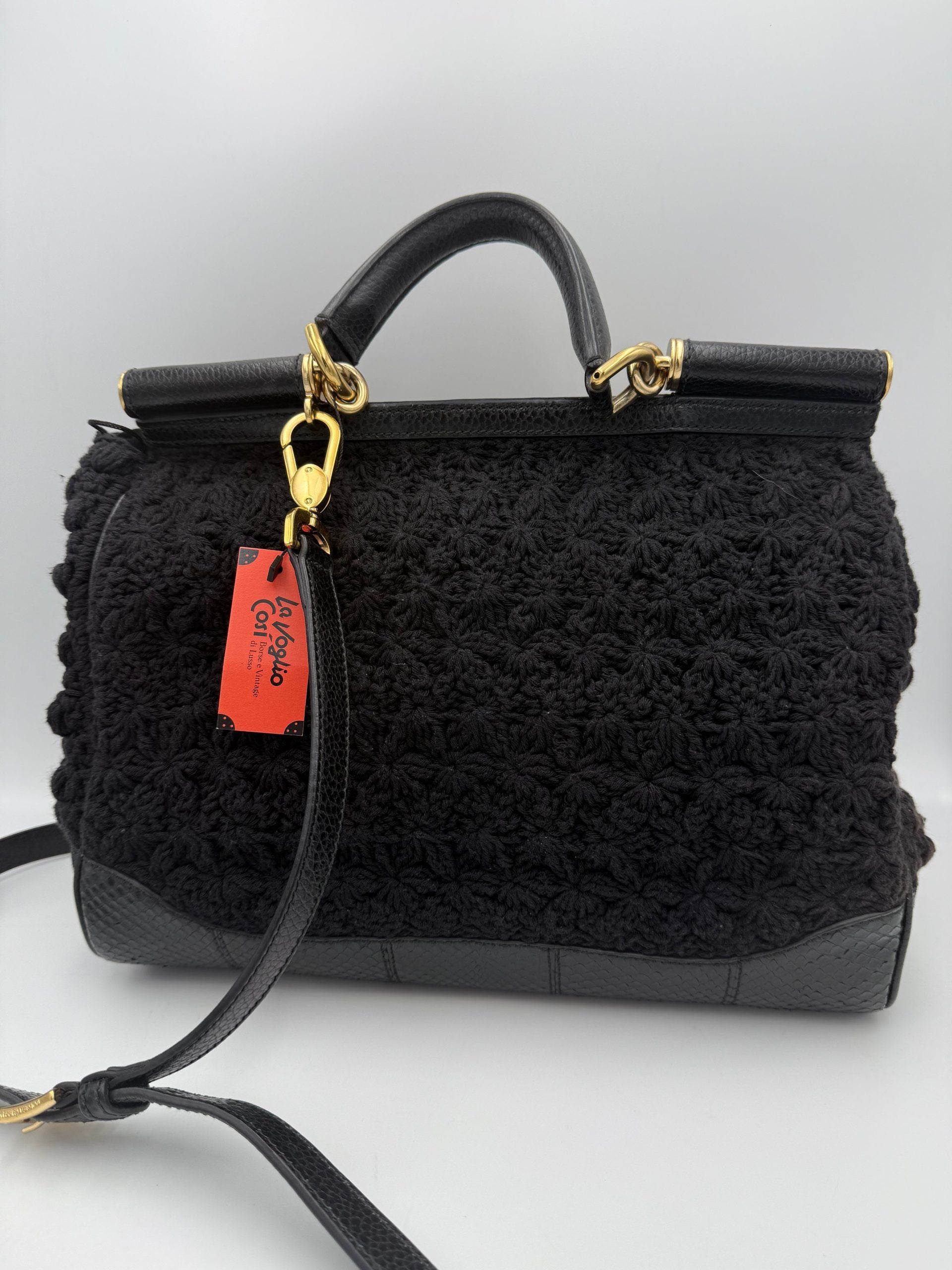 Τσάντα χειρός Dolce & Gabbana DOLCE & GABBANA Sicily από φίδι και μακραμέ
