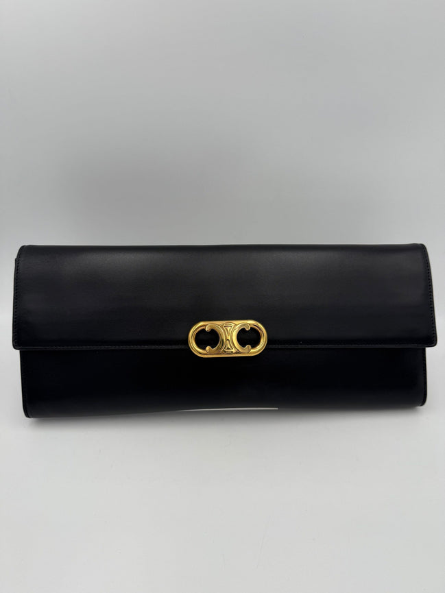 Celine CELINE TRIOMPHE Black Clutch