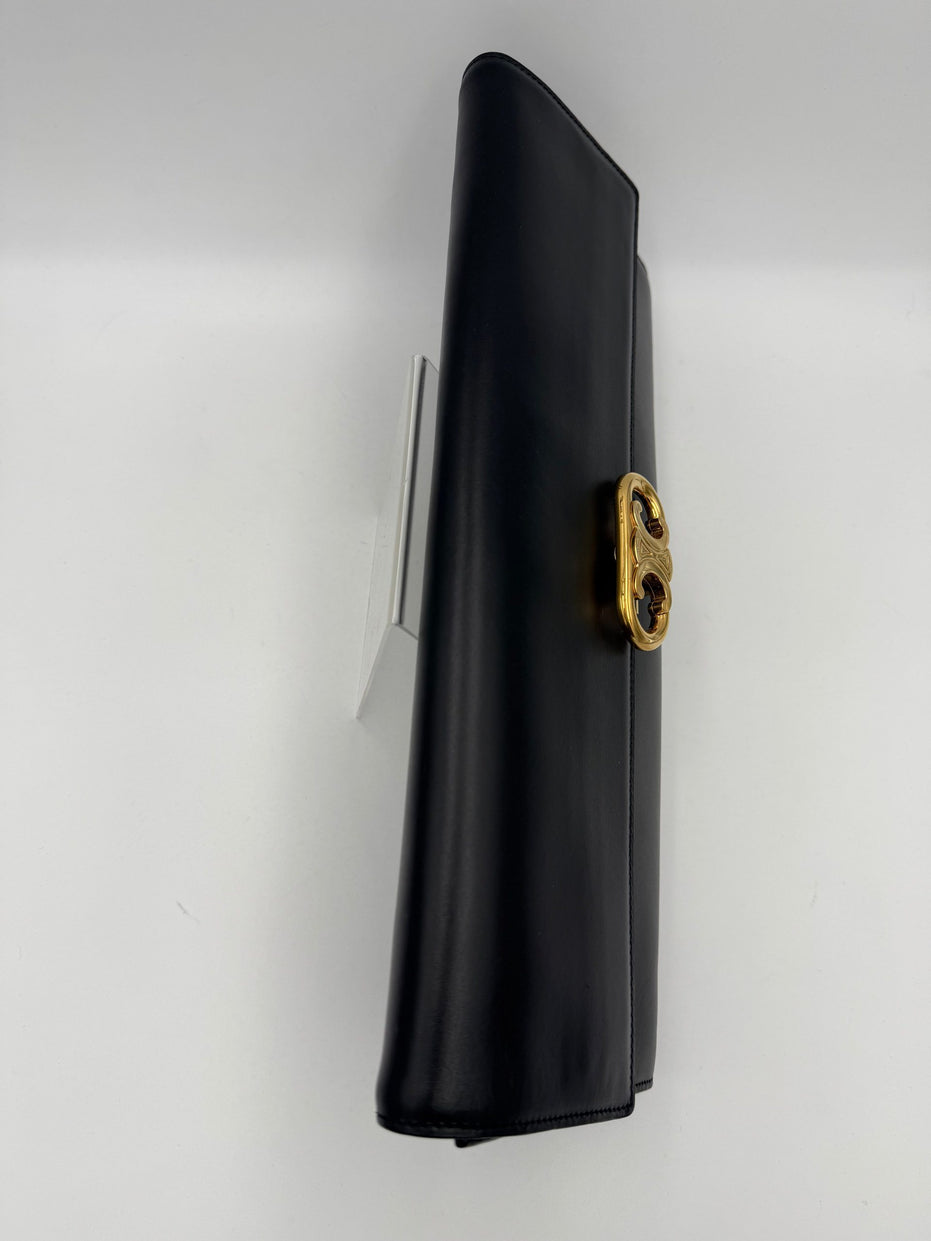 Celine CELINE TRIOMPHE Black Clutch