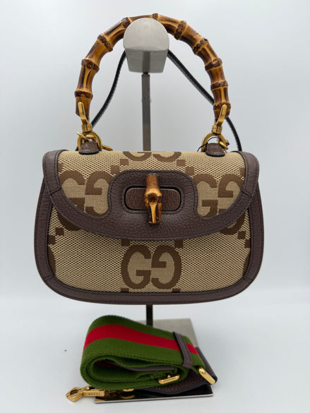 Gucci GUCCI BAMBOO 1947 GG Canvas Handbag