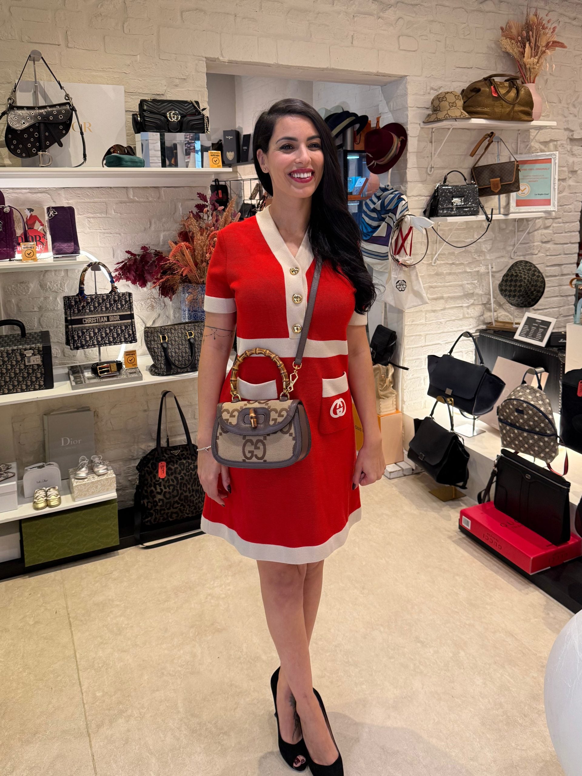 Gucci GUCCI BAMBOO 1947 Τσάντα Χειρός GG Καμβάς
