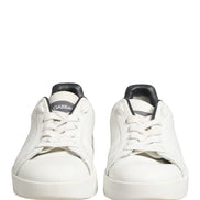 Dolce & Gabbana White Black Portofino Leather Sneakers Shoes