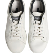 Dolce & Gabbana White Black Portofino Leather Sneakers Shoes