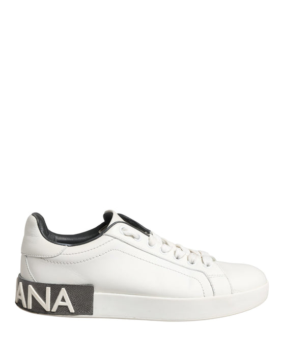 Ντόλτσε & Γκαμπάνα Λευκά Μαύρα Δερμάτινα Sneakers Portofino  