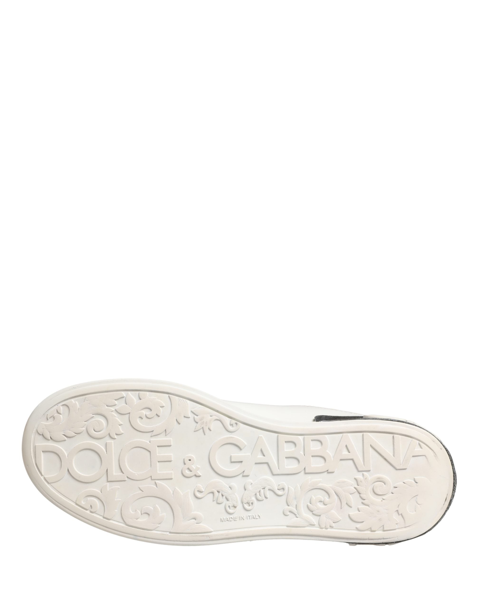 Dolce & Gabbana Λευκά Μαύρα Δερμάτινα Αθλητικά Παπούτσια Portofino