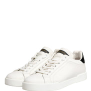 Dolce & Gabbana White Black Portofino Leather Sneakers Shoes