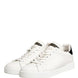 Dolce & Gabbana White Black Portofino Leather Sneakers Shoes