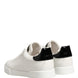 Dolce & Gabbana White Black Portofino Leather Sneakers Shoes