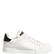 Dolce & Gabbana White Black Portofino Leather Sneakers Shoes