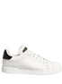 Dolce & Gabbana White Black Portofino Leather Sneakers Shoes