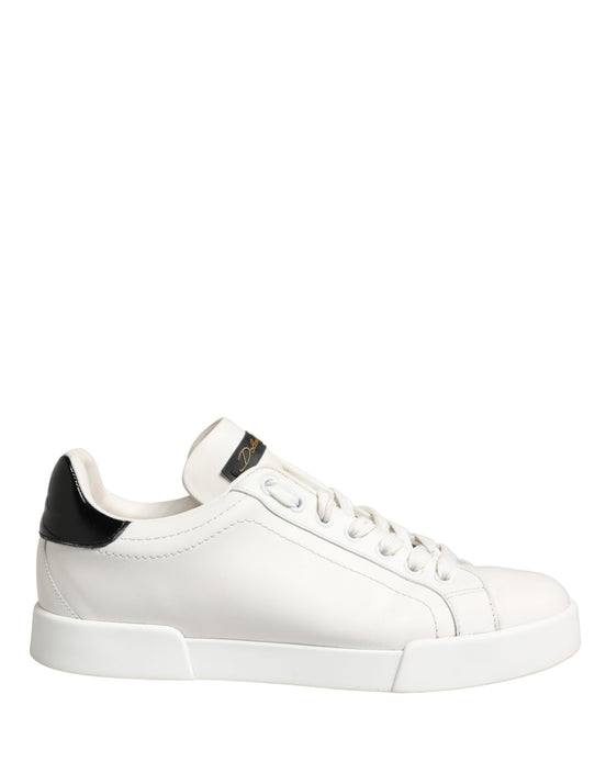 Ντόλτσε & Γκαμπάνα Λευκά Μαύρα Δερμάτινα Sneakers Portofino  