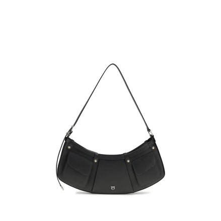 PINKO Black Calf Leather Bos Taurus Shoulder Bag