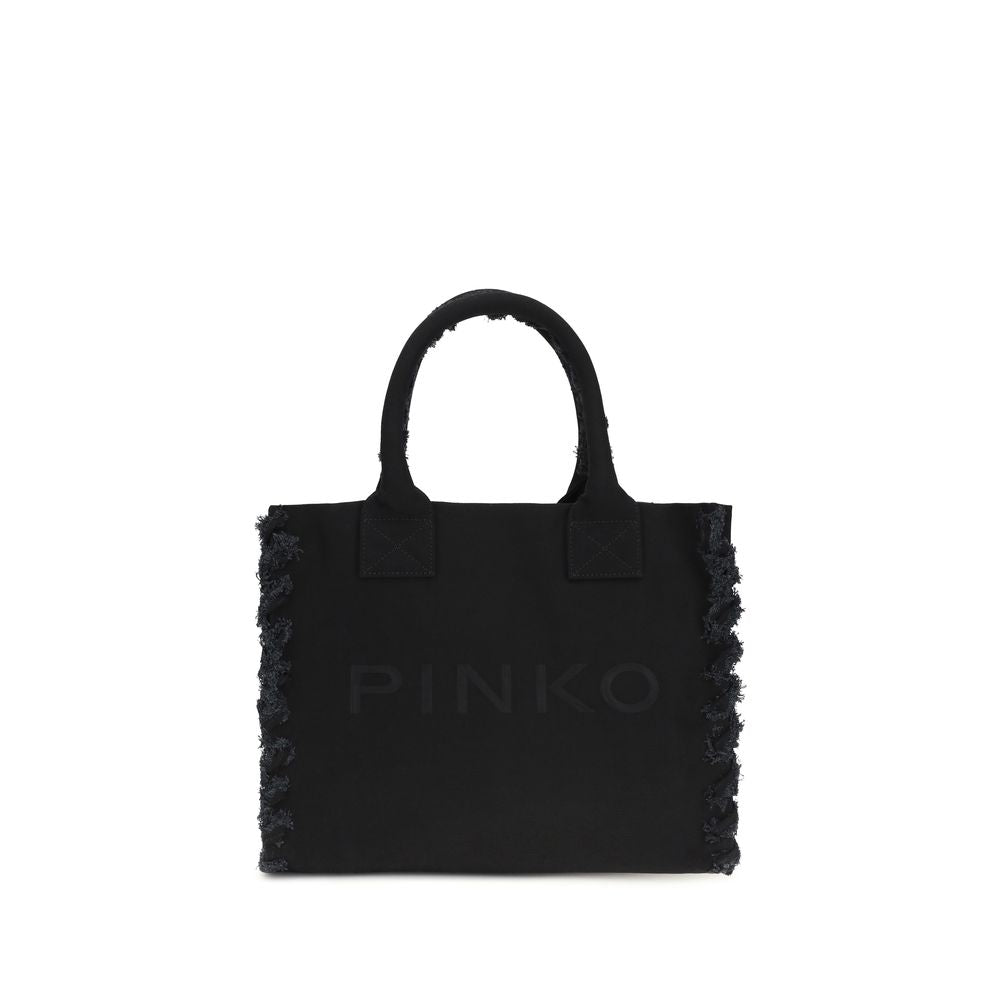PINKO Μαύρη Βαμβακερή Τσάντα Ώμου