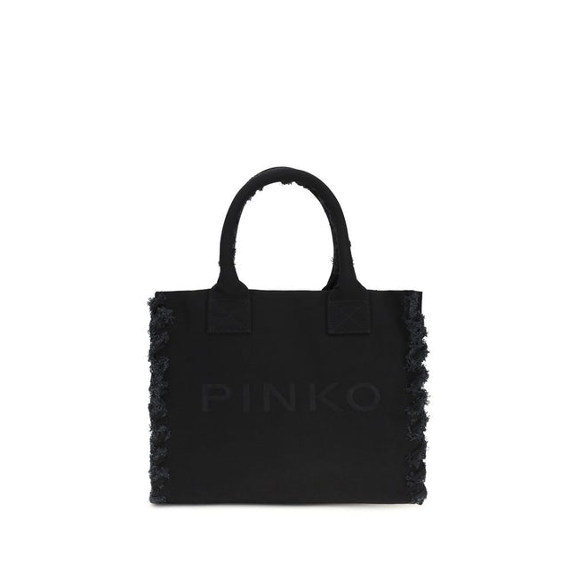 PINKO Μαύρη Βαμβακερή Τσάντα Ώμου