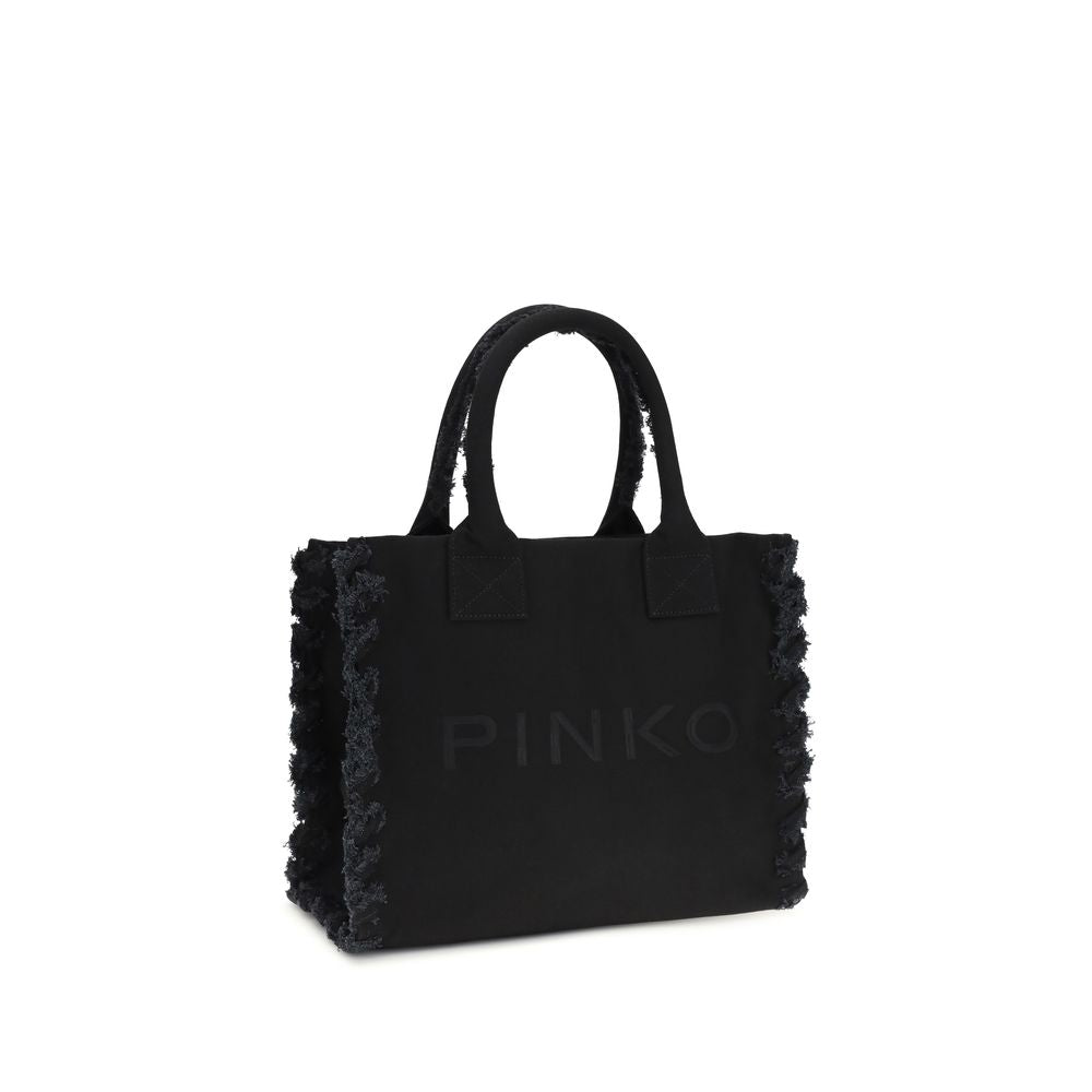 PINKO Μαύρη Βαμβακερή Τσάντα Ώμου