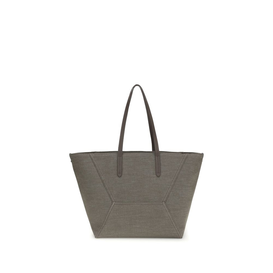 Brunello Cucinelli Brown Cotton Shoulder Bag