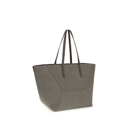 Brunello Cucinelli Brown Cotton Shoulder Bag