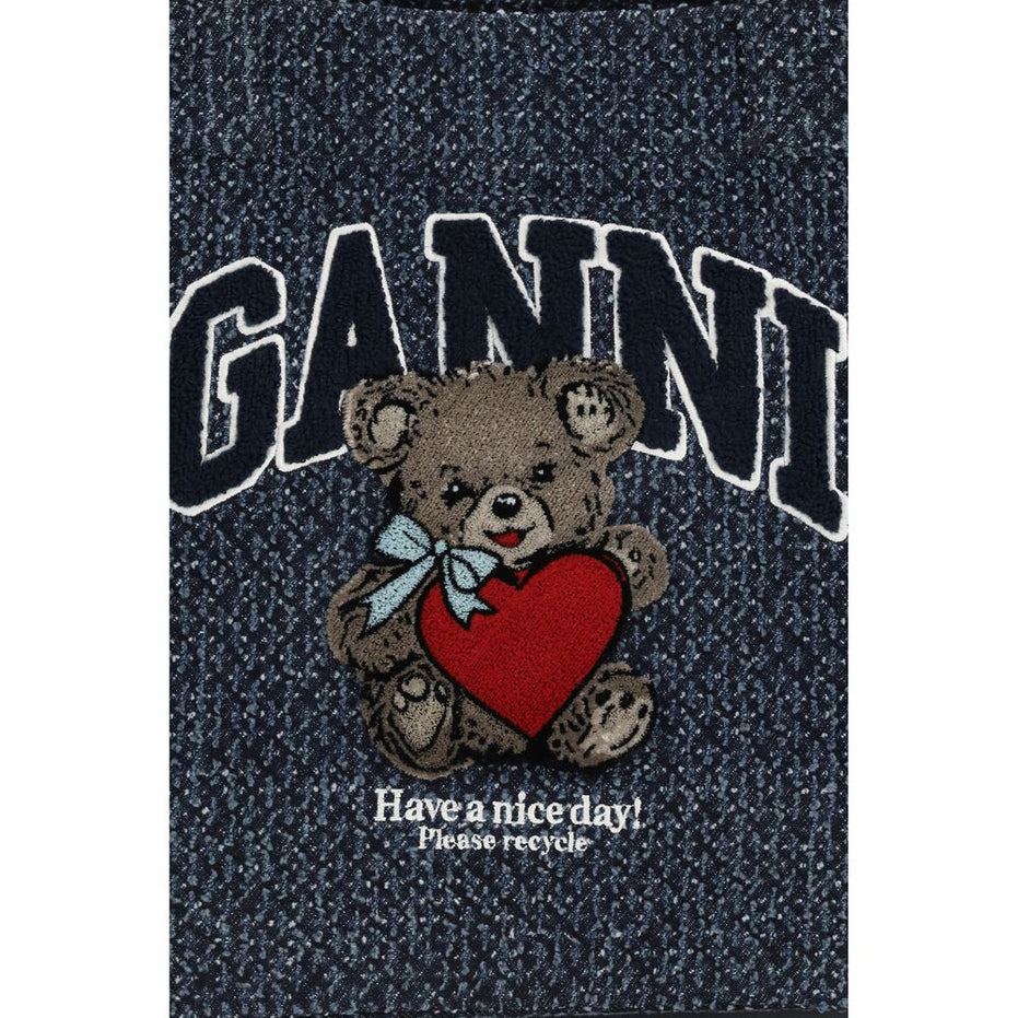 Ganni Blue Cotton Shoulder Bag