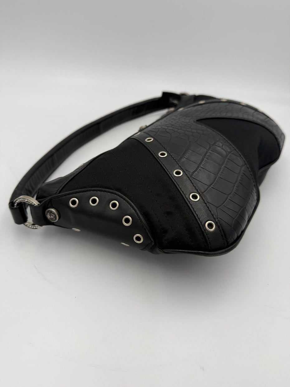 Versace Τσάντα Ώμου Versace από Δέρμα με Μεταλλικές Λεπτομέρειες