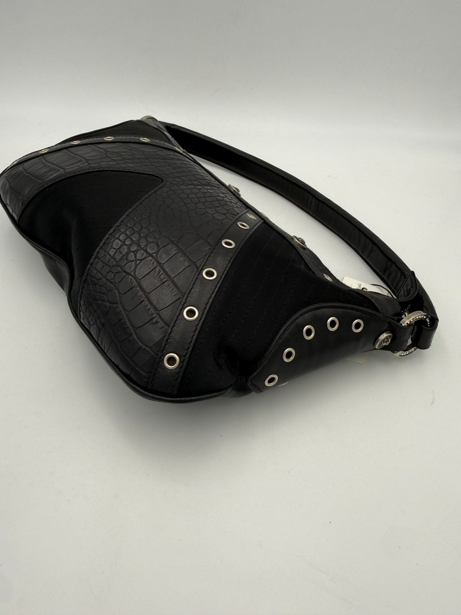Versace Τσάντα Ώμου Versace από Δέρμα με Μεταλλικές Λεπτομέρειες