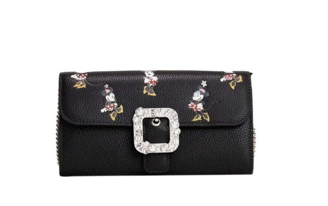 Kate Spade X Disney Μαύρο Δερμάτινο Τσαντάκι Χιαστί/Πορτοφόλι Minnie Mouse