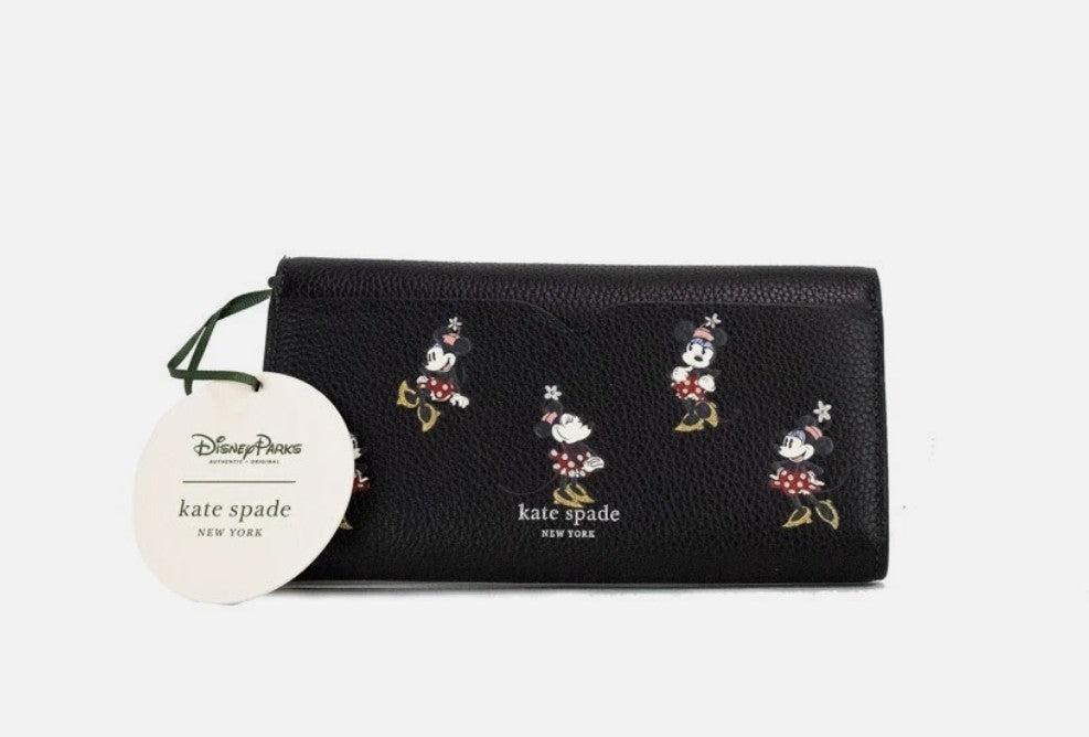 Kate Spade X Disney Μαύρο Δερμάτινο Τσαντάκι Χιαστί/Πορτοφόλι Minnie Mouse